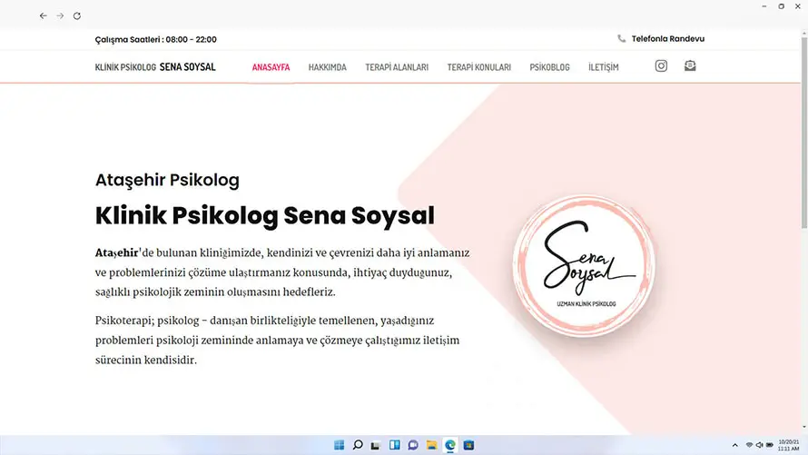 Psikolog Sena Soysal web tasarımı