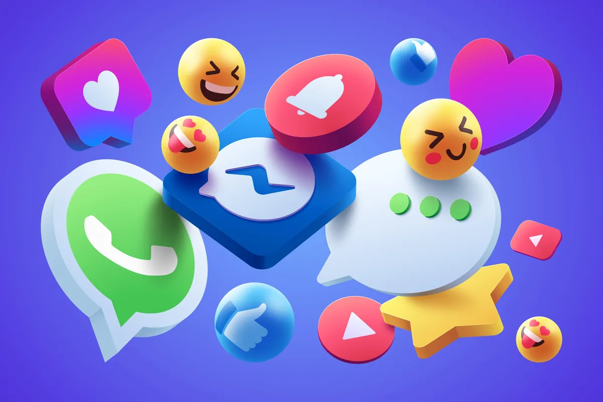 Meta reklam yönetimi: WhatsApp ve Messenger simgeleriyle mesajlaşma reklamları
